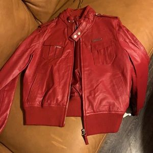 Womens leather red jacket